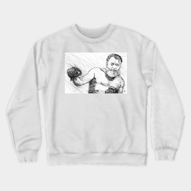 ERNEST HEMINGWAY pencil portrait .1 Crewneck Sweatshirt by lautir